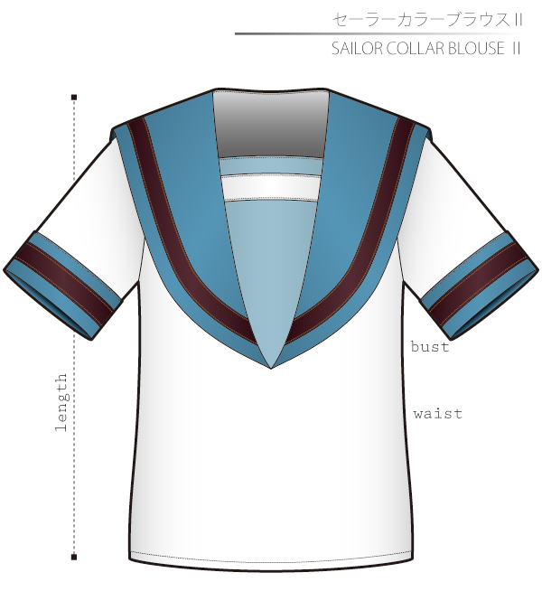 セーラーカラーブラウス 学生服 制服 型紙 作り方 コスプレ衣装 無料型紙 でぃあこす