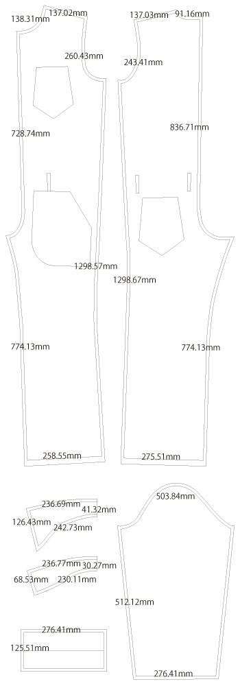 オールインワン ジャンプスーツ つなぎ 無料型紙 製図 詳細サイズ