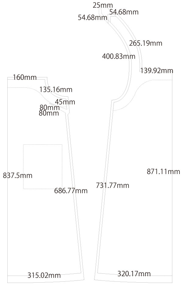 エプロンスカート 無料型紙 製図 詳細サイズ