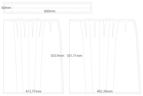 ボックスプリーツスカート 製図 詳細サイズ