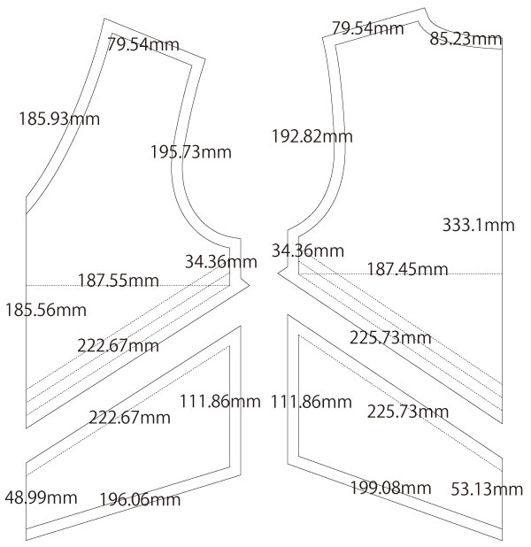 チアリーダー チアガール 製図 詳細サイズ
