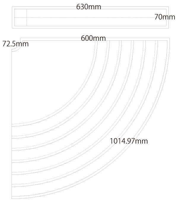 サーキュラースカートⅡ(全円形スカート720度) 製図 詳細サイズ