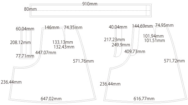 キュロットスカート 無料型紙 製図 詳細サイズ
