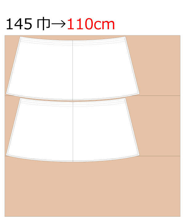 簡単ゴムギャザースカート 型紙 必要生地m数