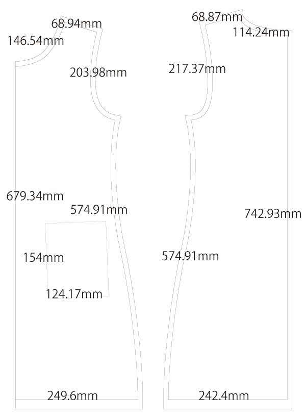 ジャンパースカート 製図 詳細サイズ