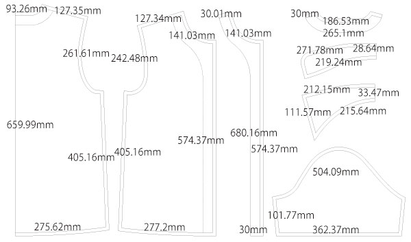 ネックバンドブラウス 台衿シャツ 無料型紙 製図 詳細サイズ