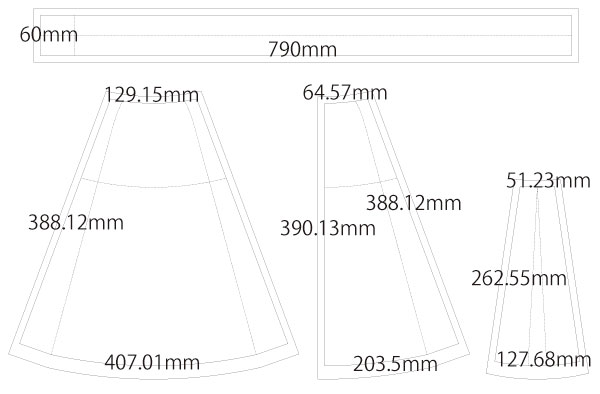 ショートボックスプリーツスカート 製図 詳細サイズ