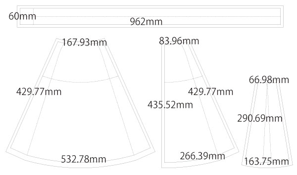 ショートボックスプリーツスカート 製図 詳細サイズ