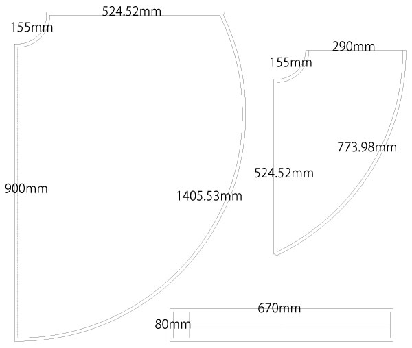 トレーンスカート トレインスカート 波型 無料型紙 製図 詳細サイズ