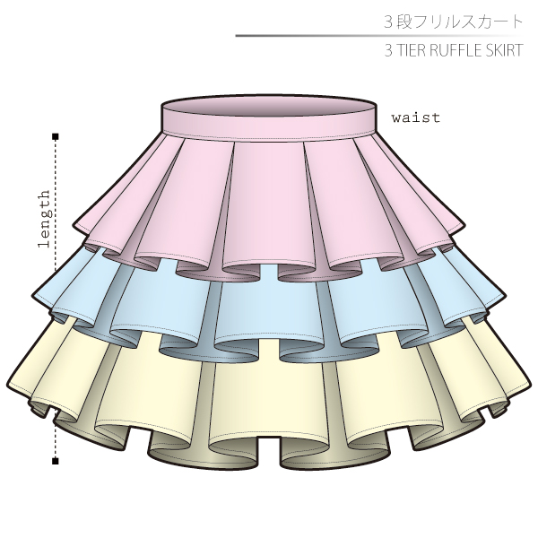 コスプレ衣装型紙　３段フリルスカート　アイドルスカート　ダウンロード 買える所