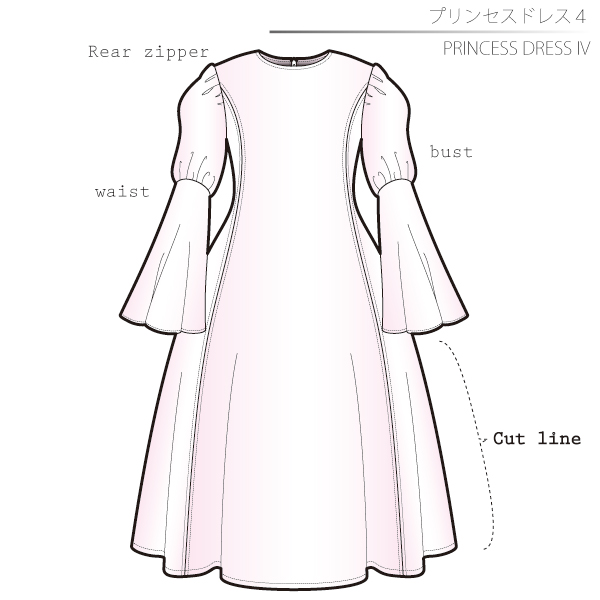 プリンセスワンピースドレス　型紙　作り方　コスプレ衣装　ロココ調