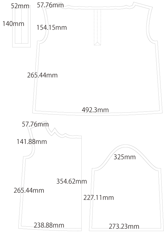 バルーンブラウス　無料型紙　製図詳細サイズ