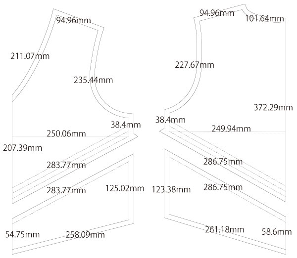 チアリーダー チアガール 製図 詳細サイズ