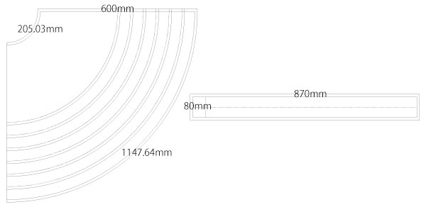 サーキュラースカートⅡ(全円形スカート360度) 製図 詳細サイズ