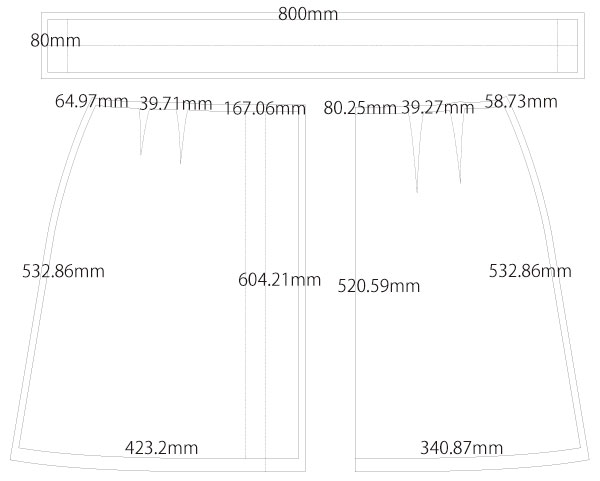 前ボタンスカート フロントボタン スカート 無料型紙 製図 詳細サイズ