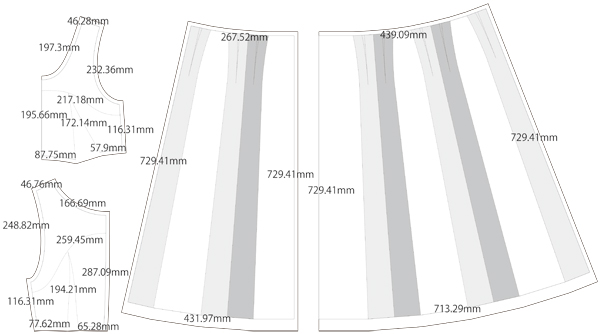 ジャンパースカート　製図　詳細サイズ