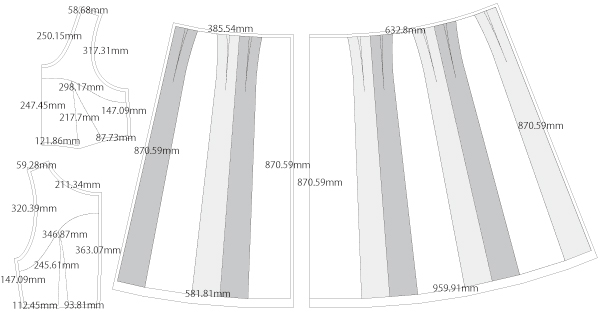ジャンパースカート　製図　詳細サイズ