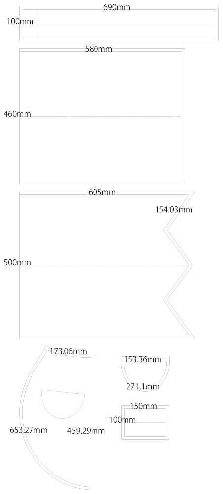 メイドエプロン　フリルエプロン　無料型紙　製図　詳細サイズ