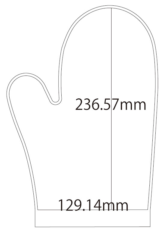 ミトン手袋 製図 詳細サイズ