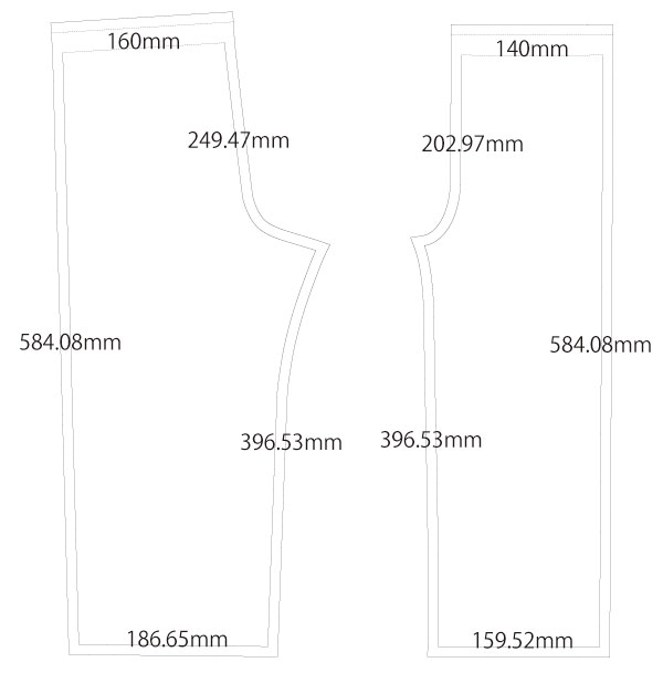 ストレートパンツ 型紙 製図詳細サイズ