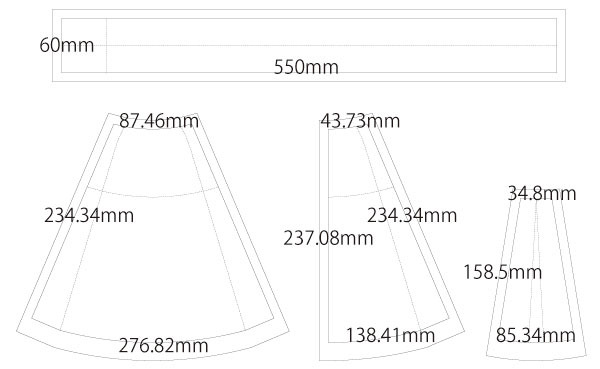 ショートボックスプリーツスカート　製図　詳細サイズ