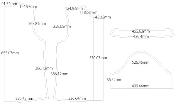 スタンドカラー ブラウス シャツ 無料型紙 製図 詳細サイズ