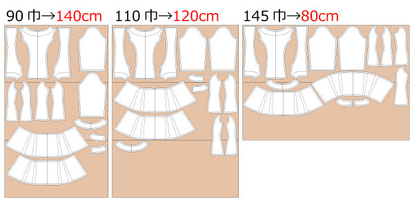 裾切替　ボックスプリーツ　ワンピース　ドレス　無料型紙　必要生地ｍ数