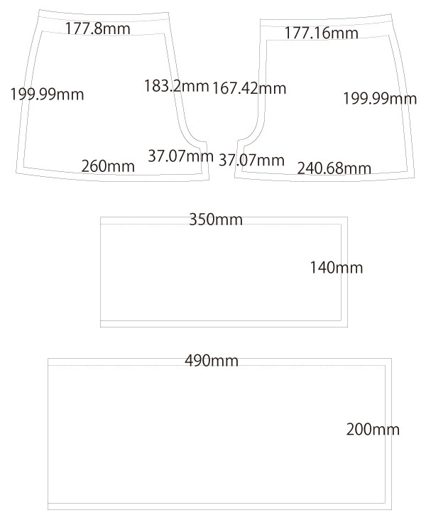 ティアードパンツ　簡単ゴムパンツ　無料型紙　製図　詳細サイズ